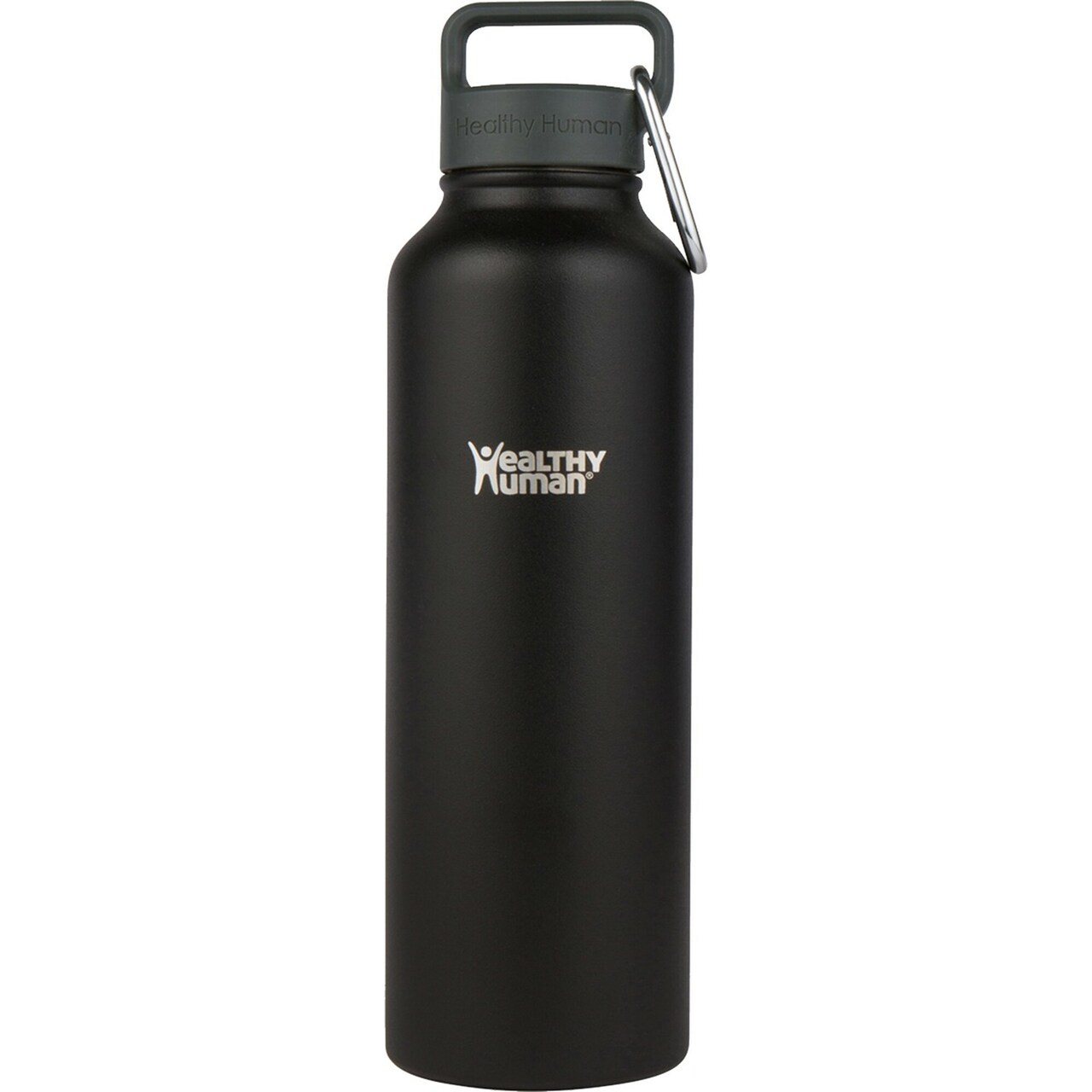 Healthy Human Stainless Steel Water Bottle | Double Walled Vacuum Insulated Water Thermos for Adults | Eco-Friendly Travel Bottles with Leak Proof Lid (Pure Black, 40 oz / 1183 ML)